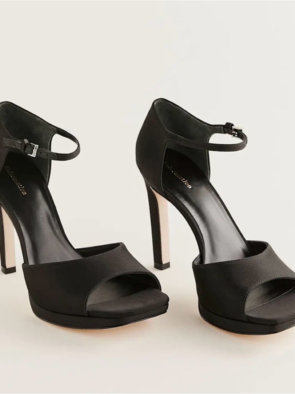 Reformation Black Ankle-Strap Platform High Heels